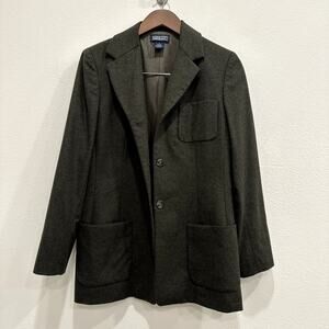 Lands End Womens Size 8 Green Wool Cashmere Blazer Jacket Casual Career Academia